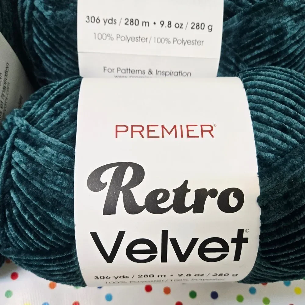 🎄🛍❤️Premier Retro Velvet Yarn EMERALD GREEN 9.8 OZ 3 SKEINS NEW IN PKG